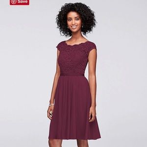 David’s Bridal Short Lace and Mesh Dress